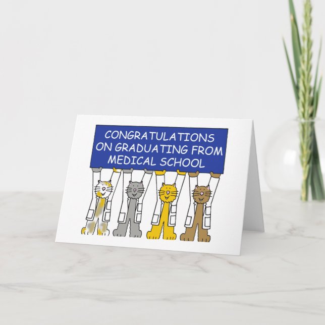 Medical School Graduate Congratulations Cute Cats. Card (Front)