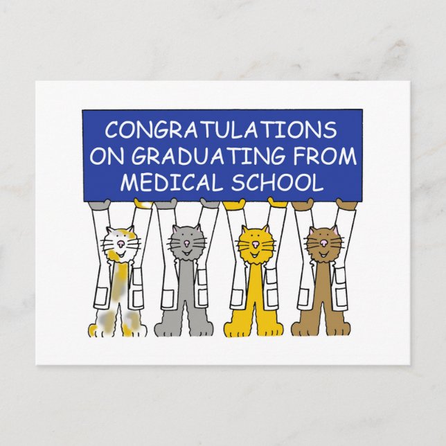 Medical School Graduate Congratulations Cute Cats. Postcard (Front)
