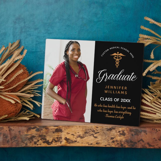 Medical School Graduate Inspirational Quote Photo Plaque (Side)