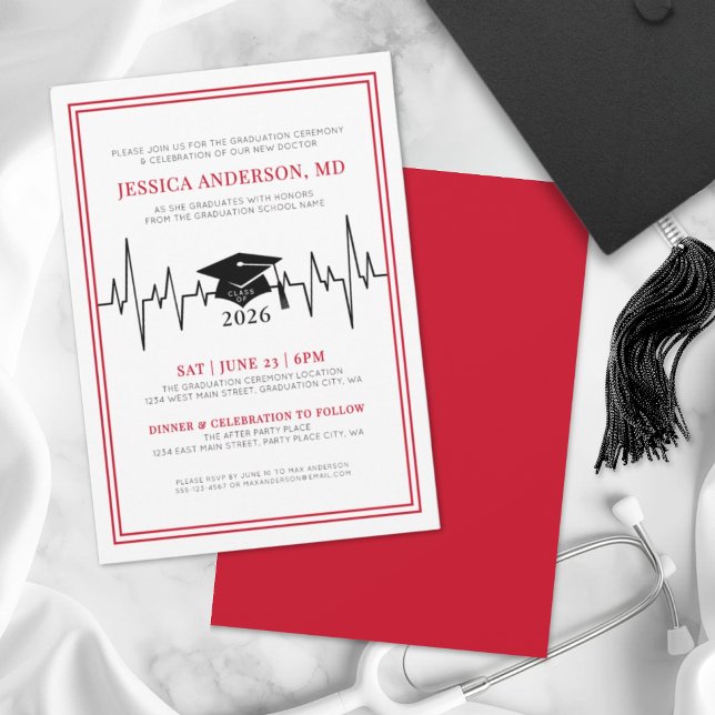 Medical School Graduation Invitation (Doctor Medical Nursing School Graduation Invitation)