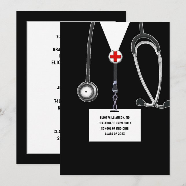 Medical School Graduation Party Invitation (Front/Back)
