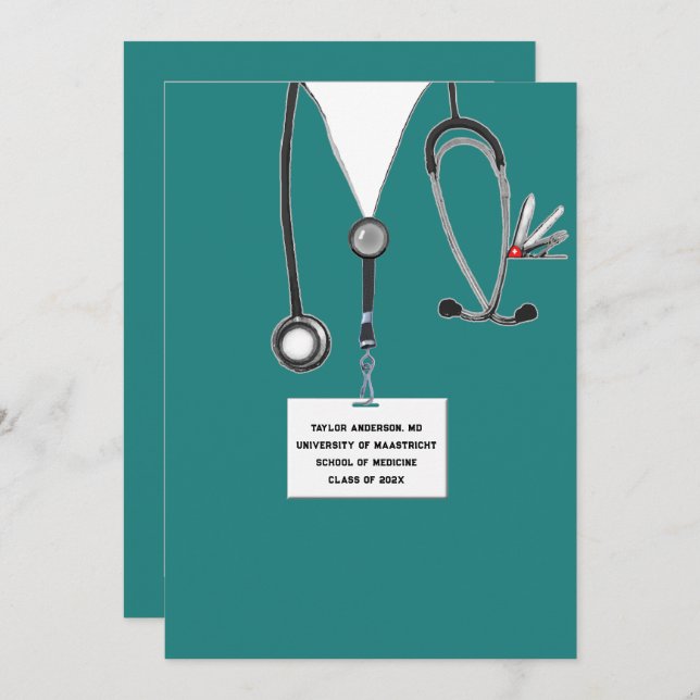 Medical School Graduation Party Invitation (Front/Back)