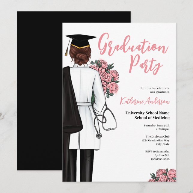 Medical School Graduation Party Invitation (Front/Back)