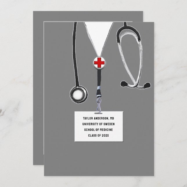 Medical School Graduation Party Invitation (Front/Back)