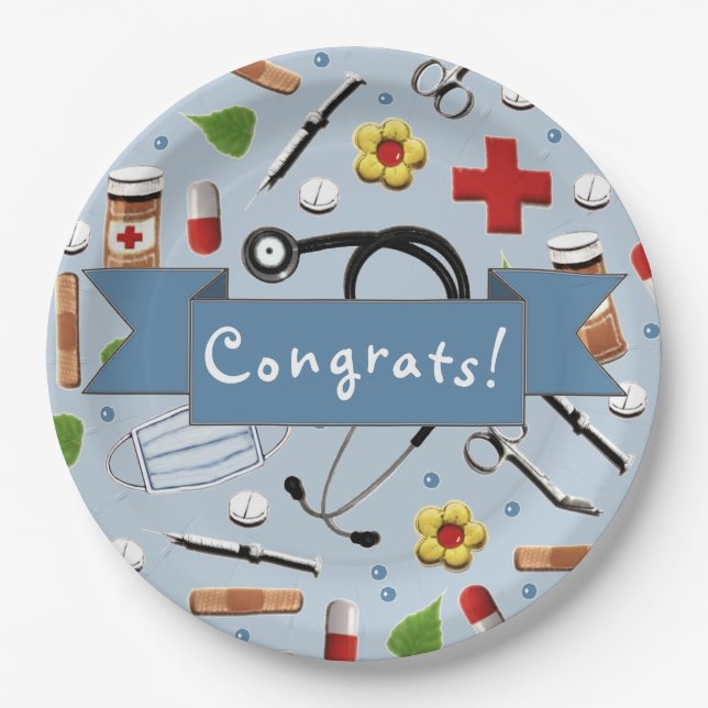 Medical School Graduation Party Paper Plate (Front)