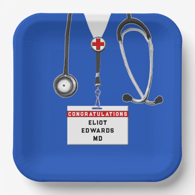 Medical School Graduation Party Paper Plates (Front)