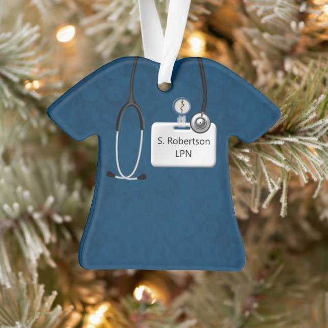 Medical Scrubs Design In Blue Ornament (Tree)