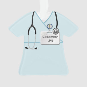 Medical Scrubs Design In Light Blue Ornament