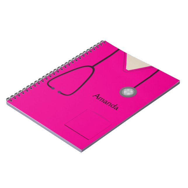 Medical Scrubs Hot Pink Notebook (Left Side)