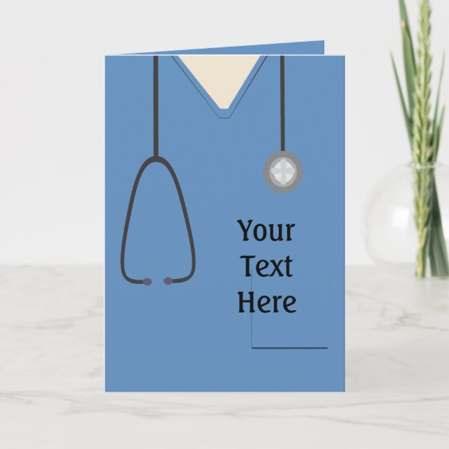 Medical Scrubs Nurse Doctor Blue Custom Card (Front)