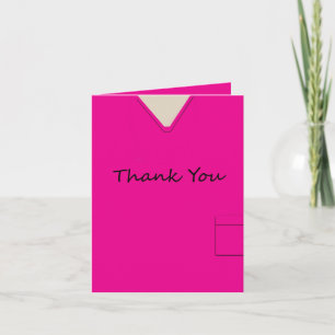 Medical Scrubs Nurse Hot Pink Thank You Custom Card