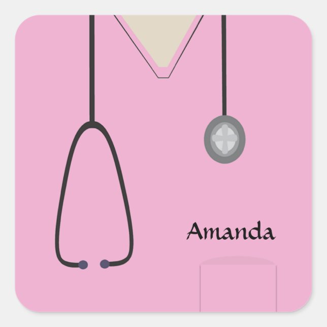 Medical Scrubs Pink Sticker (Front)