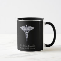 Medical Silver Classy Caduceus on Black