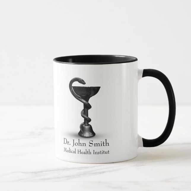 Medical Snake Black Bowl Hygieia White Caduceus Mug (Right)