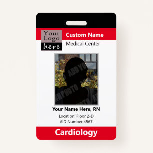 Medical Staff Custom Logo Employee Red ID Badge