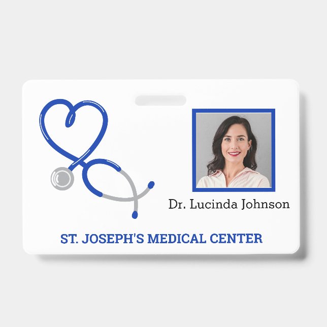 Medical Staff Doctor Nurse Employee ID Photo Badge (Front)