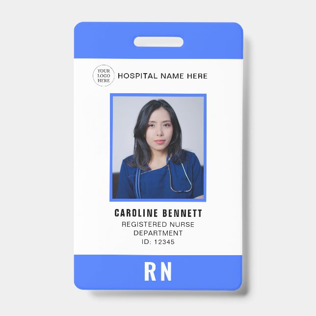 Medical Staff Nurse Photo ID | Hospital Logo Badge (Front)