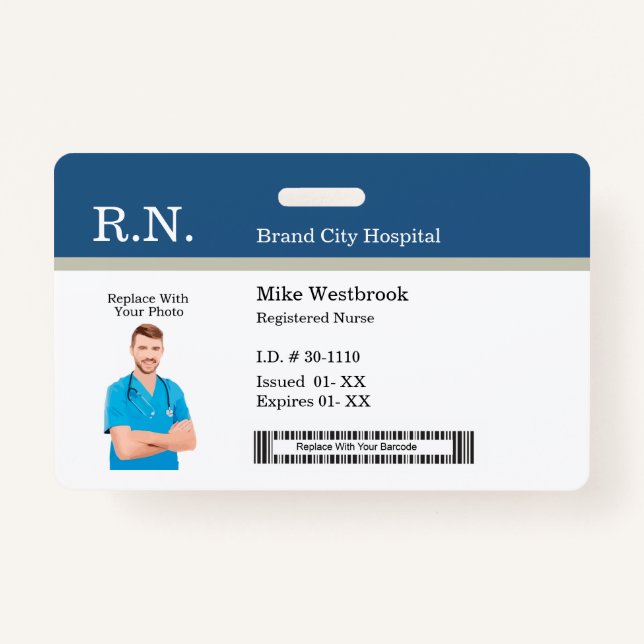 Medical Staff Photo ID Budget Badges ID Badge (Front)