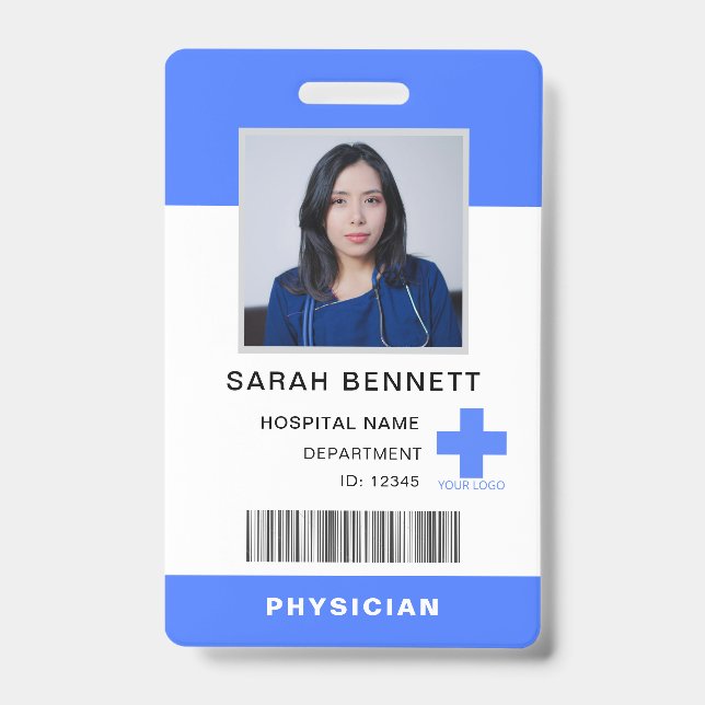 Medical Staff Photo ID | Hospital Employee Logo  Badge (Front)