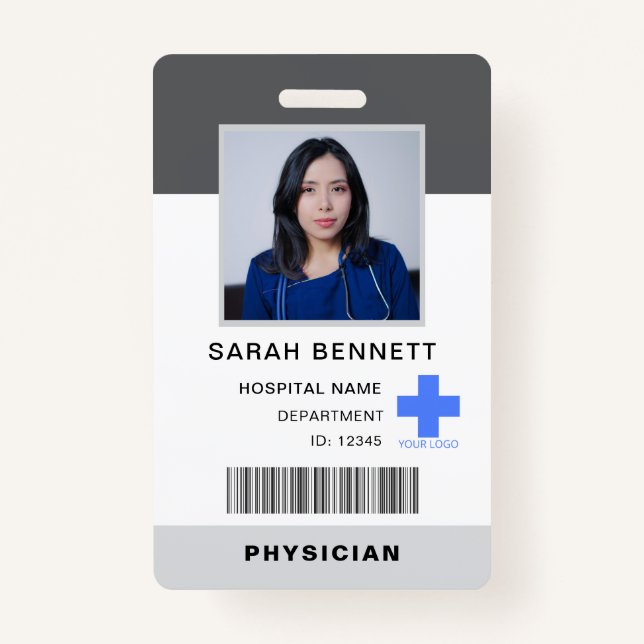 Medical Staff Photo ID | Hospital Employee Logo  ID Badge (Front)