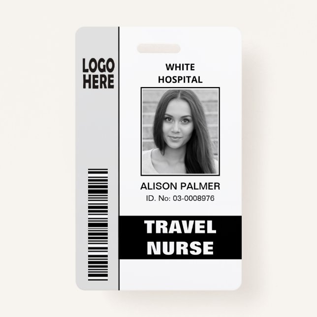 Medical staff travel nurse logo photo ID template ID Badge (Front)
