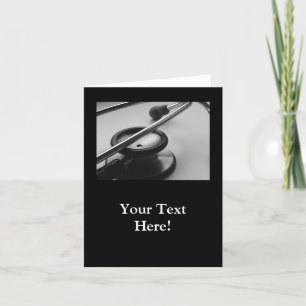 Medical Stethoscope, Black and White Card