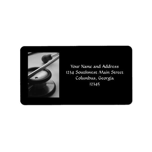 Medical Stethoscope, Black and White Label (Front)