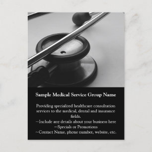 Medical Stethoscope, Black and White Postcard