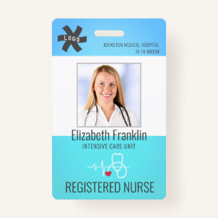 Medical Stethoscope Blue Green Gradient NURSE ID Badge
