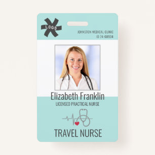 Medical Stethoscope Mint Green TRAVEL NURSE ID Badge