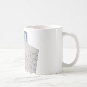 medical stethoscope on cardiogram EKG readings Coffee Mug