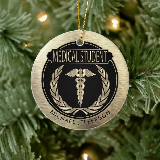 Medical Student  👨‍⚕️ - Black and Gold Ceramic Ornament (Tree)