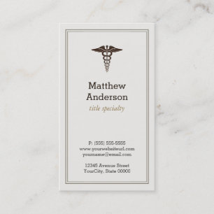 Medical Student Teacher Caduceus - Elegant Classic Business Card