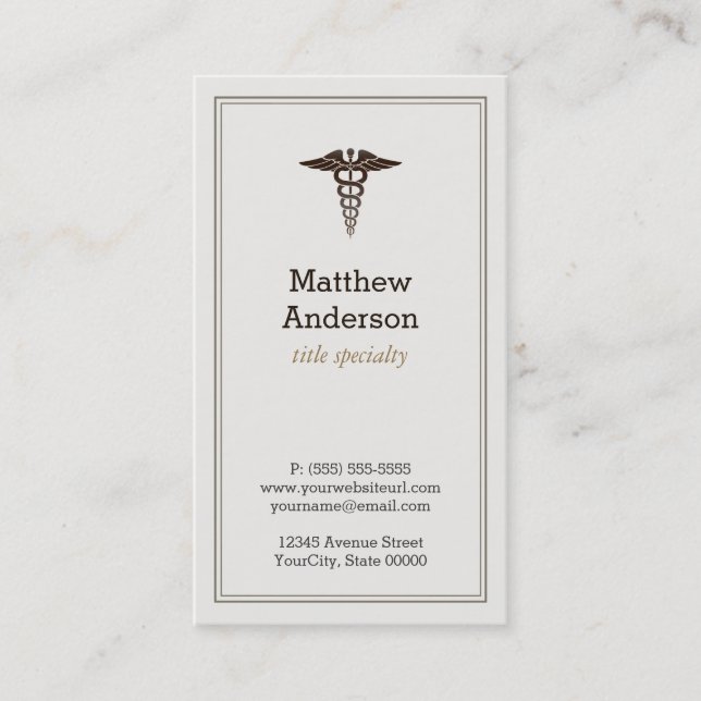 Medical Student Teacher Caduceus - Elegant Classic Business Card (Front)