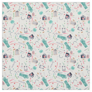 Medical Supplies in Watercolor Fabric