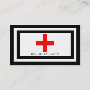 Medical Supply Cross Red B/W Business Card