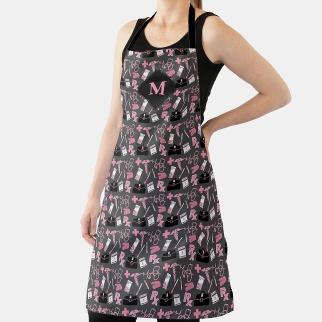 Medical Supply Pattern in Pink and Grey Apron (Insitu)