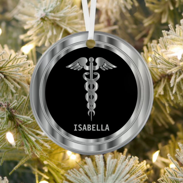 Medical Symbol 👨‍⚕️ - Black and Silver Metal Tree Decoration (Insitu)