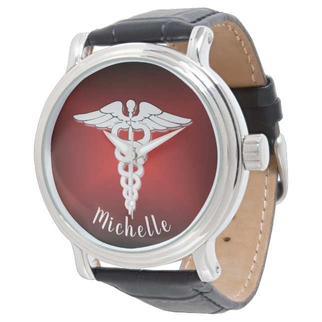 Medical Symbol Personalised Female Nurses Doctors Watch (Angled)