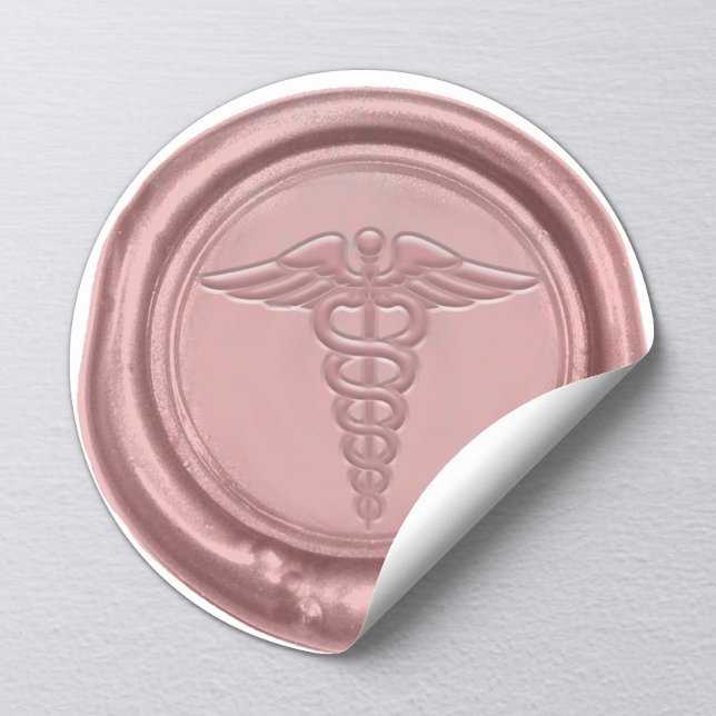 Medical Symbol Rose Gold Nurse Doctor Wax Classic Round Sticker (Creator Uploaded)