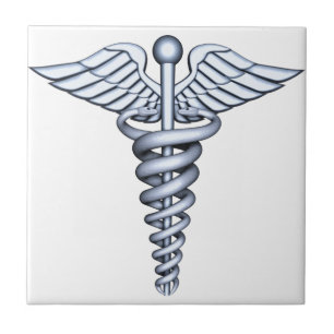 Medical Symbol Silver Ceramic Tile