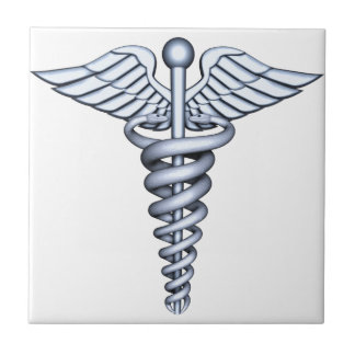 Medical Symbol Silver Ceramic Tile