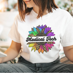 Medical Tech Profession Rainbow Sunflower  T-Shirt