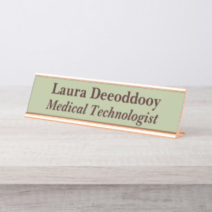 Medical Technologist Green Desk Name Plate