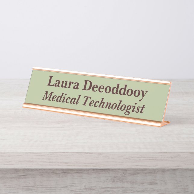 Medical Technologist Green Desk Name Plate (Front)