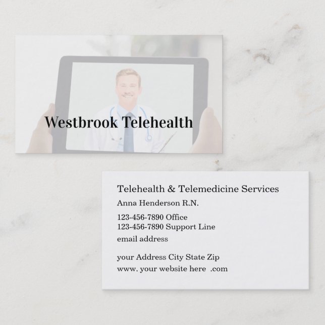 Medical Telehealth Telemedicine Services  Business Card (Front/Back)