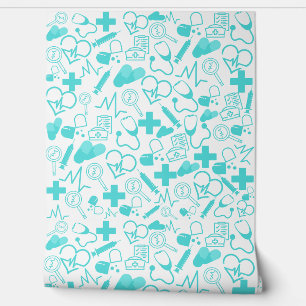 Medical Theme Peel and Stick Healthcare Decor Wallpaper