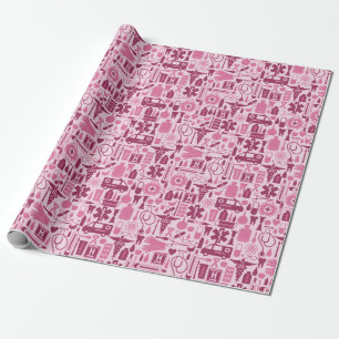 Medical Themed Pink RN Nurse Graduation Wrapping Paper