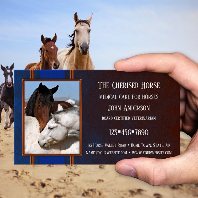 Medical Therapy Horse Veterinarian Business Card (Business card for anyone working with horses - horse riding - veterinarian - horse trainer - clinic)