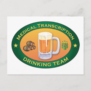 Medical Transcription Drinking Team Postcard